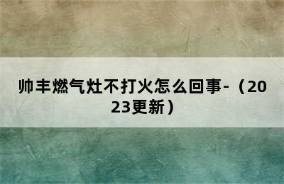 帅丰燃气灶不打火怎么回事-（2023更新）