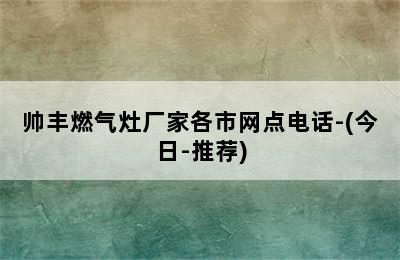 帅丰燃气灶厂家各市网点电话-(今日-推荐)