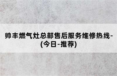 帅丰燃气灶总部售后服务维修热线-(今日-推荐)