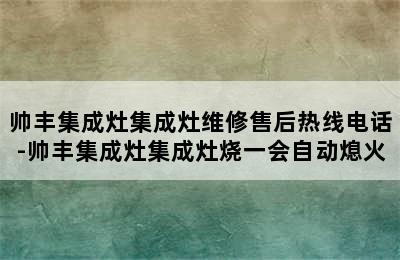 帅丰集成灶集成灶维修售后热线电话-帅丰集成灶集成灶烧一会自动熄火