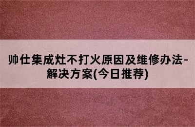 帅仕集成灶不打火原因及维修办法-解决方案(今日推荐)