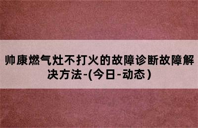 帅康燃气灶不打火的故障诊断故障解决方法-(今日-动态）