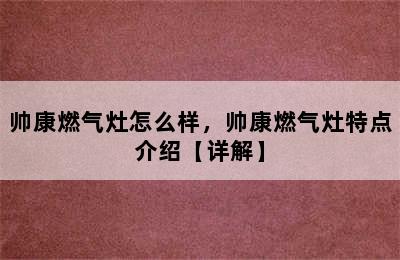 帅康燃气灶怎么样，帅康燃气灶特点介绍【详解】