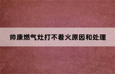 帅康燃气灶打不着火原因和处理