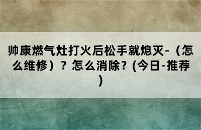 帅康燃气灶打火后松手就熄灭-（怎么维修）？怎么消除？(今日-推荐)