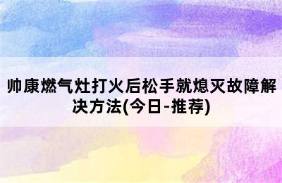 帅康燃气灶打火后松手就熄灭故障解决方法(今日-推荐)