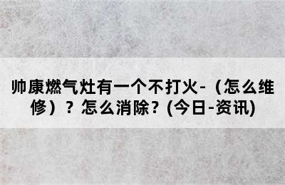 帅康燃气灶有一个不打火-（怎么维修）？怎么消除？(今日-资讯)