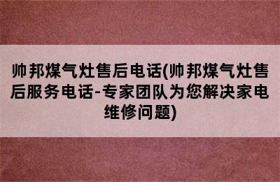 帅邦煤气灶售后电话(帅邦煤气灶售后服务电话-专家团队为您解决家电维修问题)