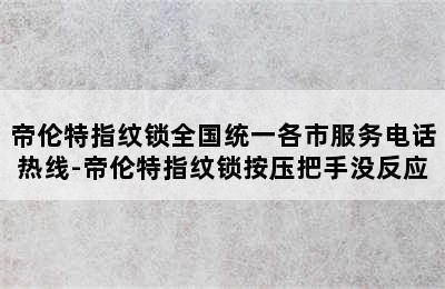 帝伦特指纹锁全国统一各市服务电话热线-帝伦特指纹锁按压把手没反应