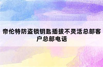 帝伦特防盗锁钥匙插拔不灵活总部客户总部电话