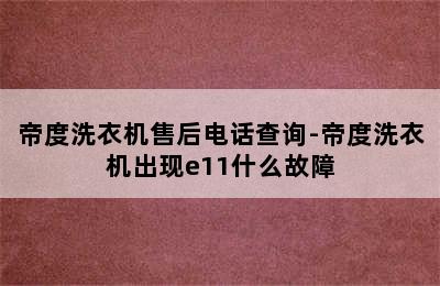 帝度洗衣机售后电话查询-帝度洗衣机出现e11什么故障