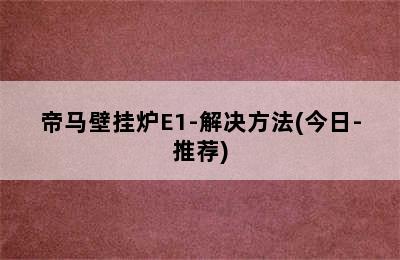 帝马壁挂炉E1-解决方法(今日-推荐)