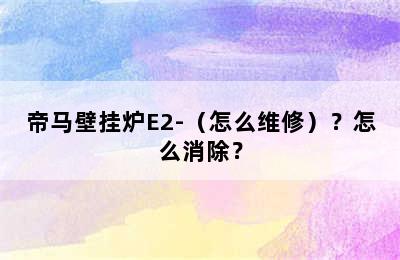 帝马壁挂炉E2-（怎么维修）？怎么消除？