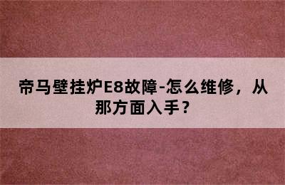 帝马壁挂炉E8故障-怎么维修，从那方面入手？