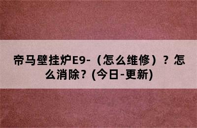 帝马壁挂炉E9-（怎么维修）？怎么消除？(今日-更新)