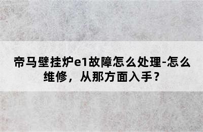 帝马壁挂炉e1故障怎么处理-怎么维修，从那方面入手？