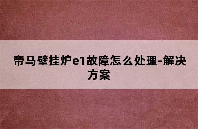 帝马壁挂炉e1故障怎么处理-解决方案