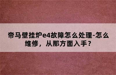 帝马壁挂炉e4故障怎么处理-怎么维修，从那方面入手？