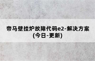 帝马壁挂炉故障代码e2-解决方案(今日-更新)