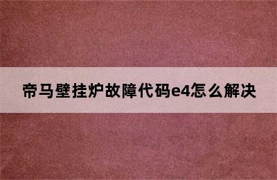 帝马壁挂炉故障代码e4怎么解决