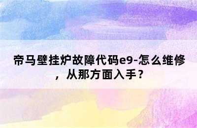 帝马壁挂炉故障代码e9-怎么维修，从那方面入手？