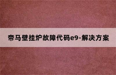 帝马壁挂炉故障代码e9-解决方案