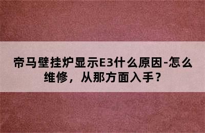 帝马壁挂炉显示E3什么原因-怎么维修，从那方面入手？