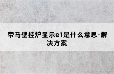 帝马壁挂炉显示e1是什么意思-解决方案