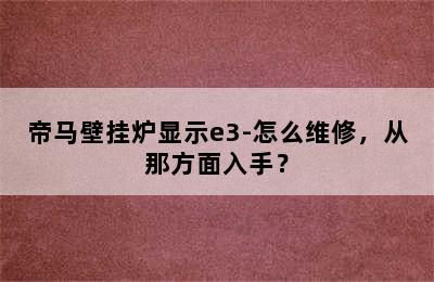 帝马壁挂炉显示e3-怎么维修，从那方面入手？