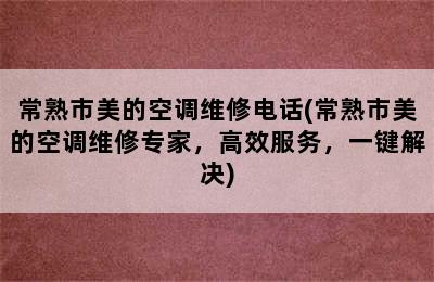 常熟市美的空调维修电话(常熟市美的空调维修专家，高效服务，一键解决)