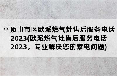 平顶山市区欧派燃气灶售后服务电话2023(欧派燃气灶售后服务电话2023，专业解决您的家电问题)