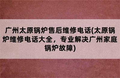 广州太原锅炉售后维修电话(太原锅炉维修电话大全，专业解决广州家庭锅炉故障)