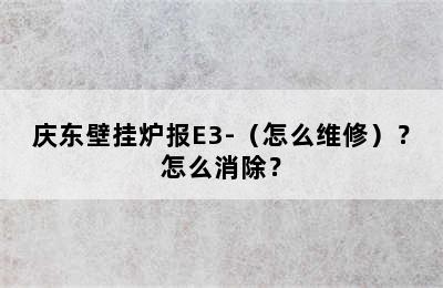 庆东壁挂炉报E3-（怎么维修）？怎么消除？