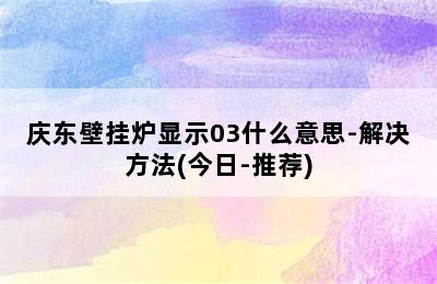 庆东壁挂炉显示03什么意思-解决方法(今日-推荐)