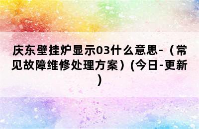 庆东壁挂炉显示03什么意思-（常见故障维修处理方案）(今日-更新)