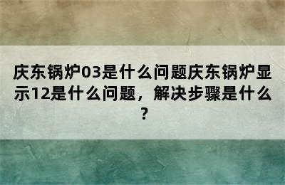 庆东锅炉03是什么问题庆东锅炉显示12是什么问题，解决步骤是什么？