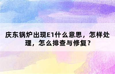 庆东锅炉出现E1什么意思，怎样处理，怎么排查与修复？