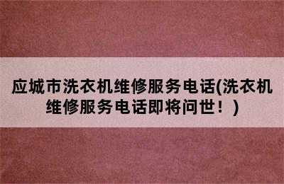 应城市洗衣机维修服务电话(洗衣机维修服务电话即将问世！)