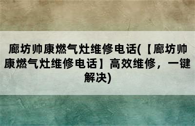 廊坊帅康燃气灶维修电话(【廊坊帅康燃气灶维修电话】高效维修，一键解决)