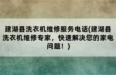 建湖县洗衣机维修服务电话(建湖县洗衣机维修专家，快速解决您的家电问题！)