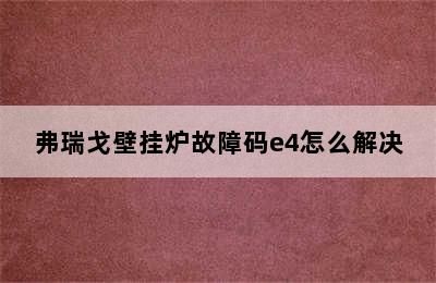 弗瑞戈壁挂炉故障码e4怎么解决