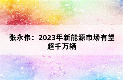 张永伟：2023年新能源市场有望超千万辆