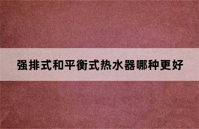 强排式和平衡式热水器哪种更好