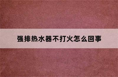 强排热水器不打火怎么回事