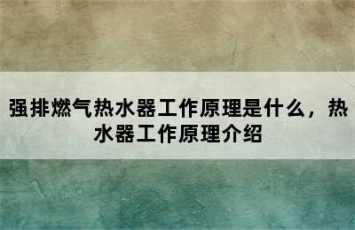 强排燃气热水器工作原理是什么，热水器工作原理介绍