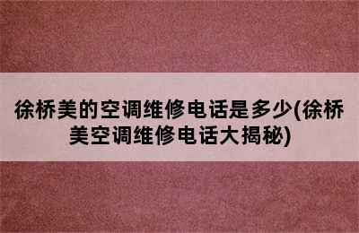 徐桥美的空调维修电话是多少(徐桥美空调维修电话大揭秘)