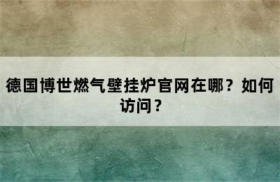 德国博世燃气壁挂炉官网在哪？如何访问？