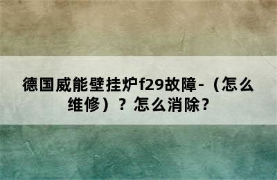 德国威能壁挂炉f29故障-（怎么维修）？怎么消除？