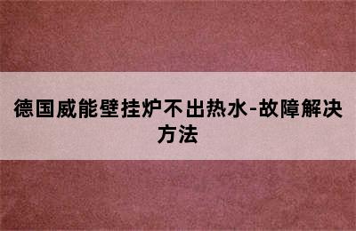 德国威能壁挂炉不出热水-故障解决方法