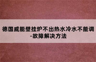 德国威能壁挂炉不出热水冷水不能调-故障解决方法